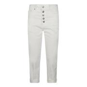 Dondup Velvet Jewel Button Style White, Dam