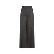 Ermanno Scervino Svarta Wide-Leg Skräddade Byxor Herringbone Black, Da...