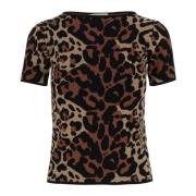 Blumarine Leopard Print Crew Neck Top Multicolor, Dam