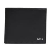 Hugo Boss Svart Läder Plånbok - Enkel Stil Black, Herr