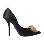 Dolce & Gabbana Kristallprydda Satinpumps Black, Dam