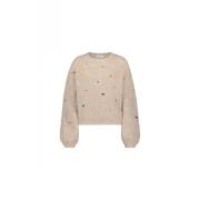 Fabienne Chapot Beige Pullover med Hjärtbroderi Beige, Dam