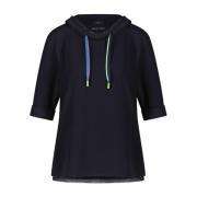 Marc Cain Sportig Hooded Shirt med Neon Mesh Black, Dam