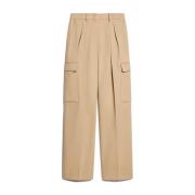 Sportmax Cargo Byxor Beige Bomull Viskos Beige, Dam