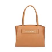 Plein Sport Trendig Shopper i Eco-Läder med Silverlogo Brown, Dam