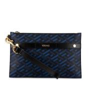 Versace Pre-owned Pre-owned Tyg kuvertvskor Blue, Dam