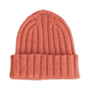 Made in Italia Italiensk Kasmir Ribbstickad Beanie Mössa Pink, Unisex