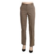 Bencivenga Elegant Straight Pants med hög midja i Brun Brown, Dam