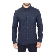 Ermanno Scervino Blå Bomull Casual Skjorta Button-Up Blue, Herr