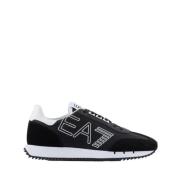 Emporio Armani EA7 Svarta Avslappnade Textil Sneakers med 3cm Gummisul...