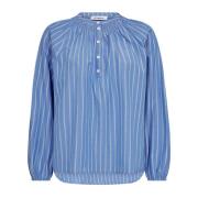 Co'Couture Randig blus med puffärmar Blue, Dam