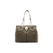 Plein Sport Tiger Faux Lder Tote Guldkedja Beige, Dam