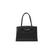 Plein Sport Eco-läder Shopper med Silver Logo Black, Dam