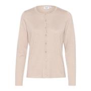 Saint Tropez Grå Melange Stickad Kofta A8661 Beige, Dam