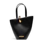 Jacquemus Svart Läder Toteväska Black, Dam