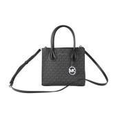 Michael Kors Signatur Läder Messenger Crossbody Väska Black, Dam