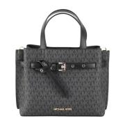 Michael Kors Emilia Liten Svart Signature Satchel Crossbody Handvsk Bl...