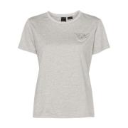 Pinko Love Birds Grå Jersey Crew Neck Gray, Dam