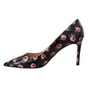 Prada Eleganta Läderpumps med Blommönster Black, Dam