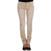 Roberto Cavalli Beige Bomull Stretch Slim Fit Jeans Beige, Dam