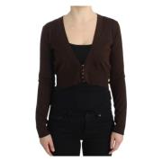 Roberto Cavalli Brun Ull Cropped Kofta Brown, Dam