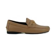 Versace Exklusiva Medusa Loafers i Guld Läder Beige, Herr