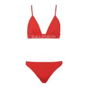 Balmain Rhinestoned triangelbikini Red, Dam