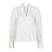 Neo Noir Stor Broderi Blus Off White White, Dam