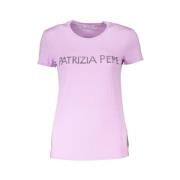 Patrizia Pepe Lila Rhinestone Crew Neck Tee Purple, Dam