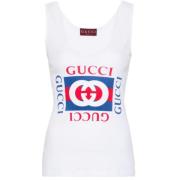 Gucci Vit Interlocking G-print Bomullstopp White, Dam