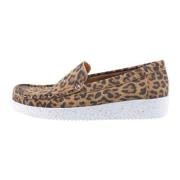 Nature Footwear Leopardmönstrad Loafer Mockasko Brown, Dam