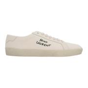 Saint Laurent Vintage Canvas Low-Top Sneakers Beige, Dam