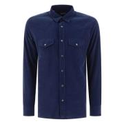 Tom Ford Corduroy slim fit skjorta med fickor Blue, Herr