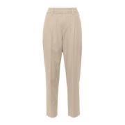 Brunello Cucinelli Beige Stretch Bomull Drill Byxor Beige, Dam