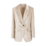 Brunello Cucinelli Beige Sammet Jacka med Broderi Beige, Dam