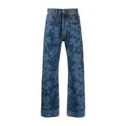 Palm Angels Allover Laser Denim Jeans Blue, Herr