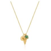 Nialaya Mens Gold Talisman Necklace with Angel and Malachite Pendant Y...