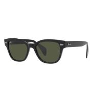 Ray-Ban Fyrkantiga Acetat Solglasögon med Gröna Linser Black, Unisex