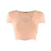 Elisabetta Franchi Stilig Cropped Top för Kvinnor Pink, Dam