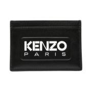 Kenzo Svart Läder Plånbok med Logotyp Black, Dam