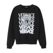 Versace Logo-print bomullsweatshirt Black, Herr