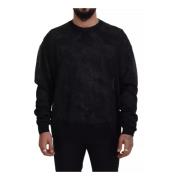 Dolce & Gabbana Svart Crewneck Pullover Sweater Black, Herr