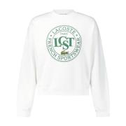 Lacoste Tryckt Sweatshirt Oversized Avslappnad Look White, Herr