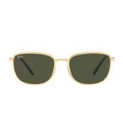 Ray-Ban Fyrkantiga metall solglasögon med gröna linser Yellow, Unisex