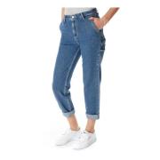 Carhartt Wip Midwaist Boyfriend Jeans med Verktygsfickor Blue, Dam