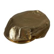 Dolce & Gabbana Metallic Guld Logo Newsboy Cap Yellow, Herr