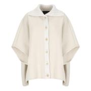 Fabiana Filippi Ivory Ull Cape Jacka Krage Knappar Beige, Dam