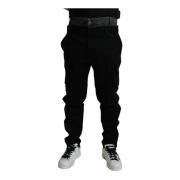 Dolce & Gabbana Svart Grå Bomull Jogger Byxor Black, Herr