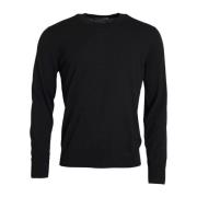 Dolce & Gabbana Svart Ullstickad Crew Neck Tröja Black, Herr