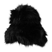 Dolce & Gabbana Svart Faux Fur Bucket Hat Black, Dam